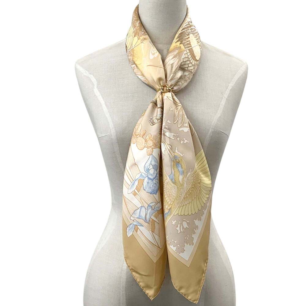 HERMES Cream Silk Scarf - Picture 7 of 8